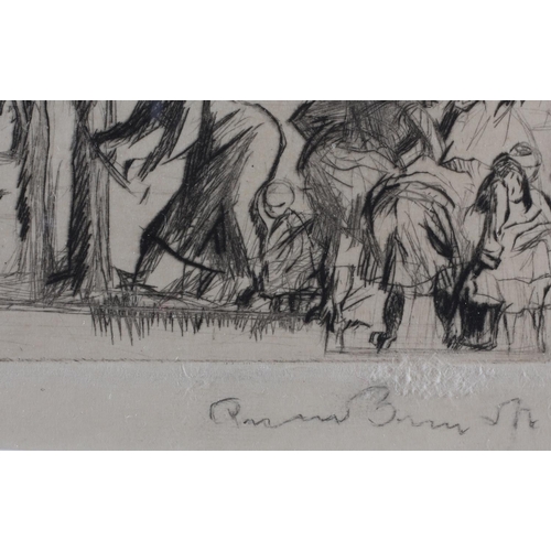 336 - ARR FRANK BRANGWYN R A (1867-1956), Town Water Pump, black and white etching, signed in pencil to th... 