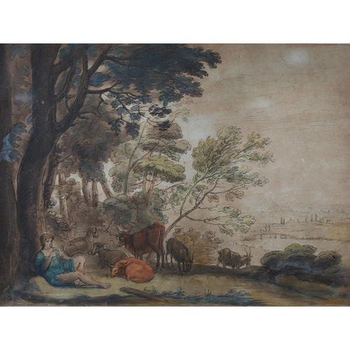 341 - AFTER CLAUDE LORRAIN (French 1600-1682) AND RICHARD EARLOM (1743-1822), pastoral scenes with figures... 