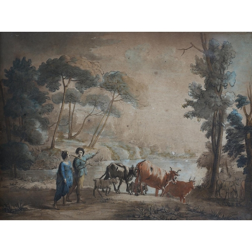 341 - AFTER CLAUDE LORRAIN (French 1600-1682) AND RICHARD EARLOM (1743-1822), pastoral scenes with figures... 