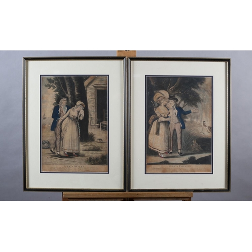 342 - JEMMY'S FAREWELL AND JEMMY'S RETURN, hand-coloured mezzotint, a pair, titled and with four lines of ... 