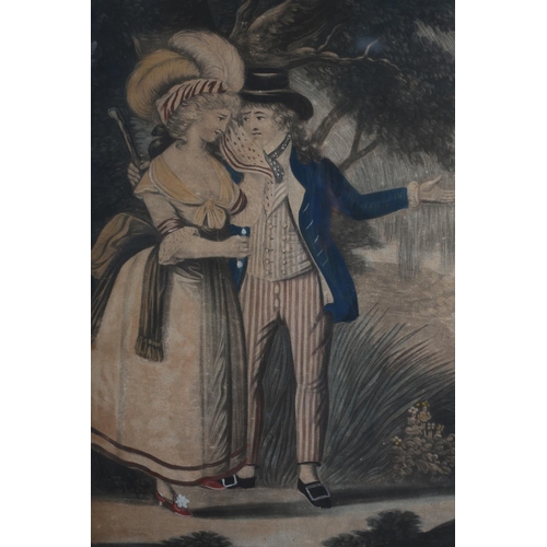 342 - JEMMY'S FAREWELL AND JEMMY'S RETURN, hand-coloured mezzotint, a pair, titled and with four lines of ... 