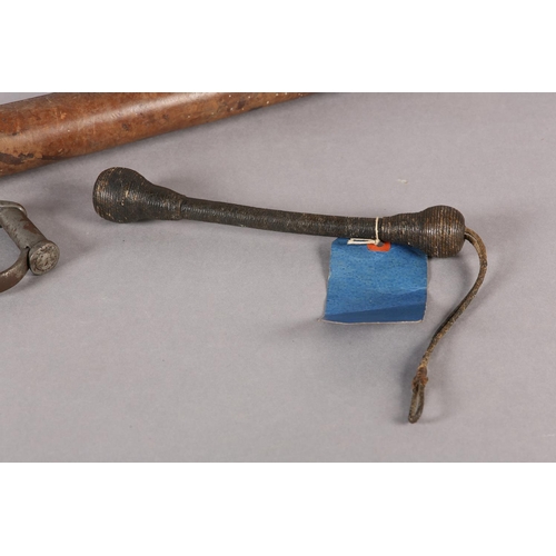 20 - A 19TH CENTURY LEATHER BOUND TELESCOPE, single draw, by Ross of London no 30348, 62m together with a... 