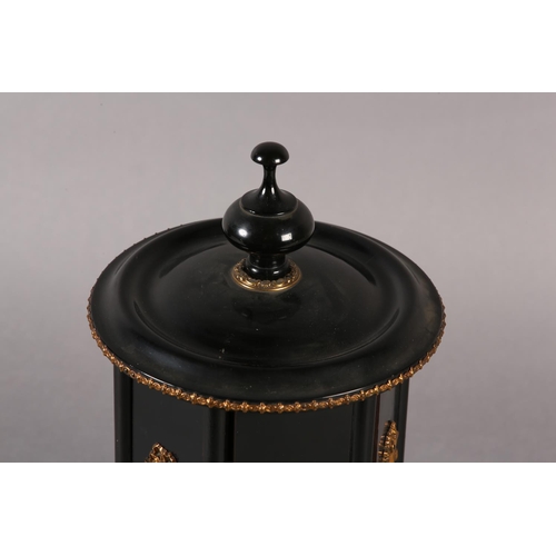 71 - A 19TH CENTURY FRENCH EBONISED AND GILT METAL MOUNTED MUSICAL WORK CAROUSEL PLAYING TWO AIRS, the tu... 