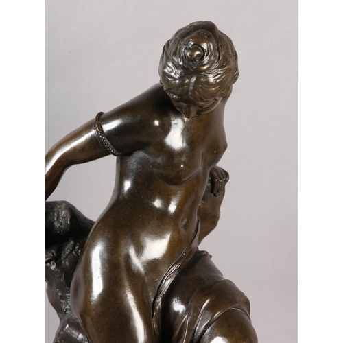 65 - AFTER FERDINAND LEPCKE GERMAN (1866-1905), A bronze sculpture of a nude female, partially draped, st... 