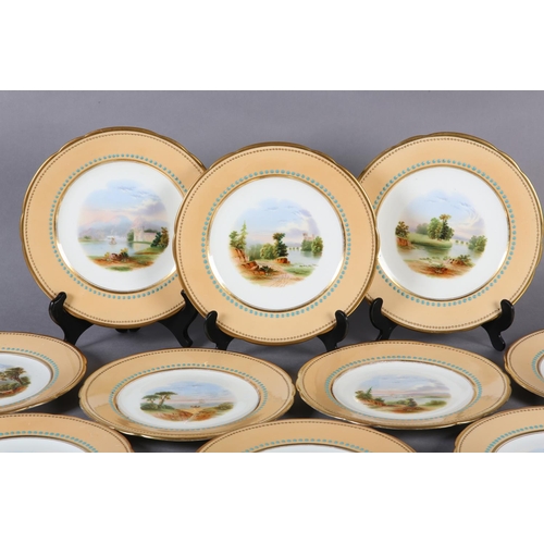 105 - A COLLECTION OF TEN 19TH CENTURY CABINET PLATES, each hand painted to the centre with a landscape wi... 