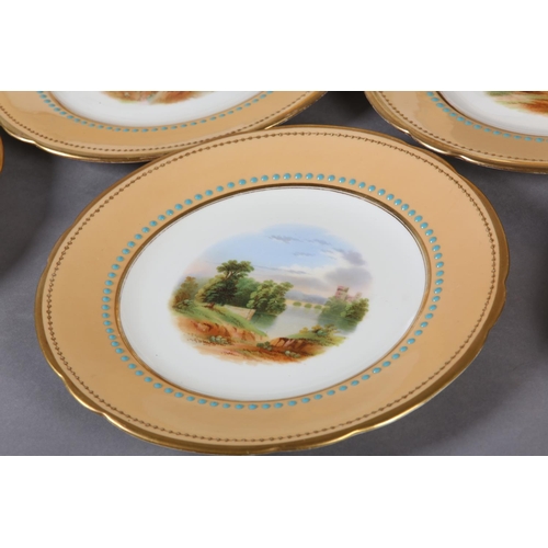 105 - A COLLECTION OF TEN 19TH CENTURY CABINET PLATES, each hand painted to the centre with a landscape wi... 