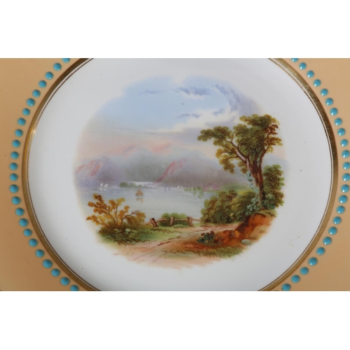 105 - A COLLECTION OF TEN 19TH CENTURY CABINET PLATES, each hand painted to the centre with a landscape wi... 