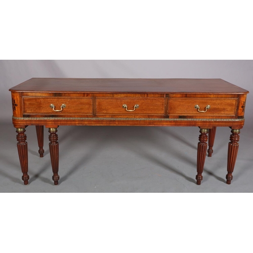 409 - A GEORGE IV MAHOGANY AND ROSEWOOD CROSSBANDED SQUARE PIANO, now converted to a side table, having th... 