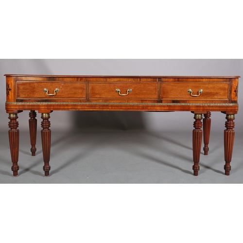 409 - A GEORGE IV MAHOGANY AND ROSEWOOD CROSSBANDED SQUARE PIANO, now converted to a side table, having th... 