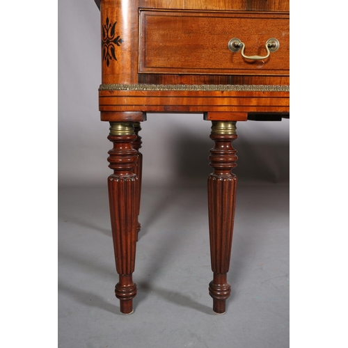 409 - A GEORGE IV MAHOGANY AND ROSEWOOD CROSSBANDED SQUARE PIANO, now converted to a side table, having th... 