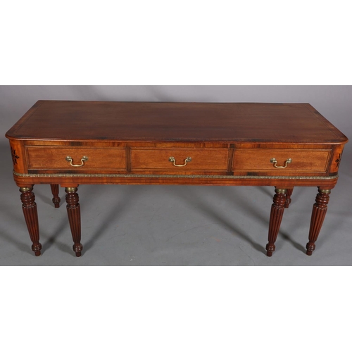 409 - A GEORGE IV MAHOGANY AND ROSEWOOD CROSSBANDED SQUARE PIANO, now converted to a side table, having th... 