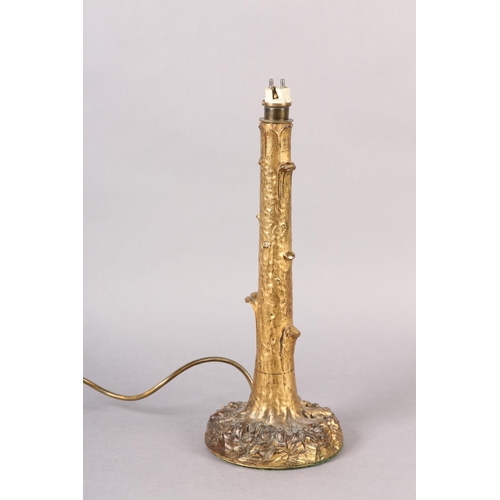 41 - AN EARLY 20TH CENTURY GILT METAL TABLE LAMP CAST AS A TREE, 36 cm high to fitting (Shipping category... 