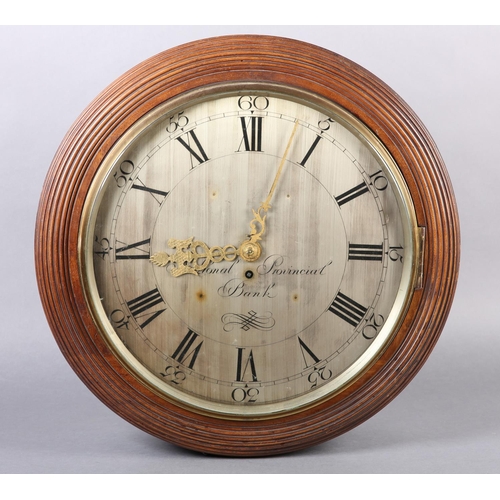 49 - A VICTORIAN BANK DIAL CLOCK with English single train fusee movement, the silvered dial with black R... 