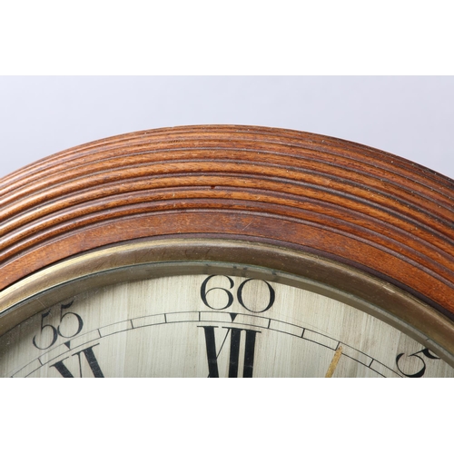 49 - A VICTORIAN BANK DIAL CLOCK with English single train fusee movement, the silvered dial with black R... 