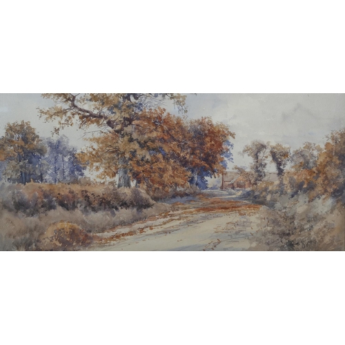 310 - STEPHEN JOHN BATCHELDER (1849-1932), Roadside near Rollesby, autumnal country lane, watercolour, sig... 