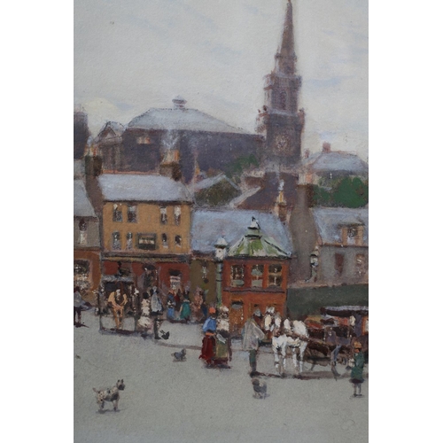 319 - PATRICK DOWNIE RWS (Scottish 1854-1945), Paisley Market Square, pastel and gouache, signed to lower ... 