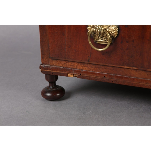 373 - A MID 19TH CENTURY FIGURED MAHOGANY NEST of two short and three long graduated drawers, with gilt me... 