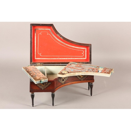 53 - A PALAIS ROYALE NECESSAIRE formed as a piano, mahogany and satinwood inlay with gilt mounts to the f... 