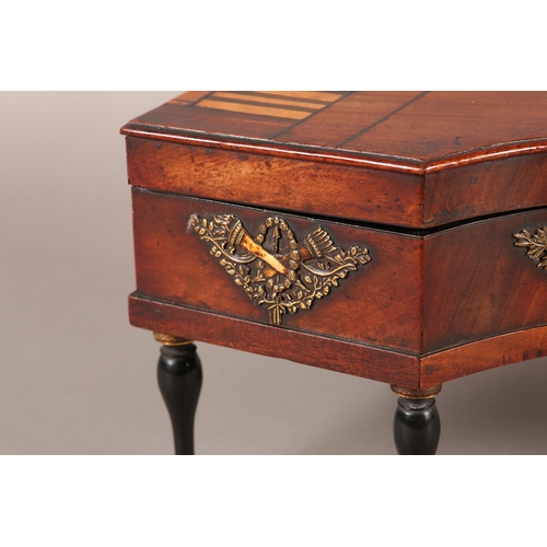 53 - A PALAIS ROYALE NECESSAIRE formed as a piano, mahogany and satinwood inlay with gilt mounts to the f... 