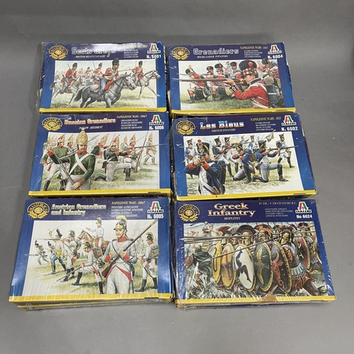 221 - A collection of boxed, Italeri 1/72 scale model soldiers and characters, including Gaul Warriors, Pe... 