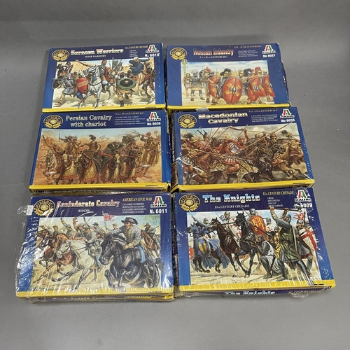 221 - A collection of boxed, Italeri 1/72 scale model soldiers and characters, including Gaul Warriors, Pe... 