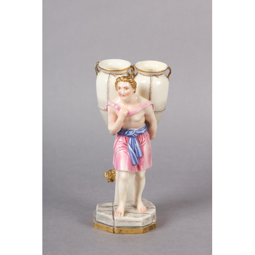 32 - A Royal Worcester figure of a classical male water carrier carrying two amphora vases on his back, i... 