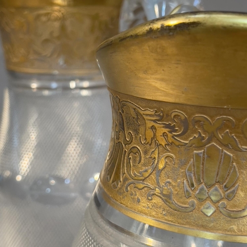 47 - Two Moser crystal 'Splendid Gold' water jugs early to mid 20th century, one with indistinct inscript... 