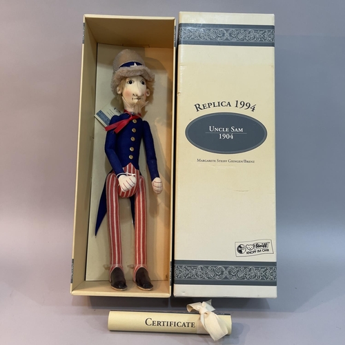 127 - A Steiff mohair plush Special Edition Replica 1994 figure of ‘Uncle Sam 1904’, number 664 of 1000, 5... 