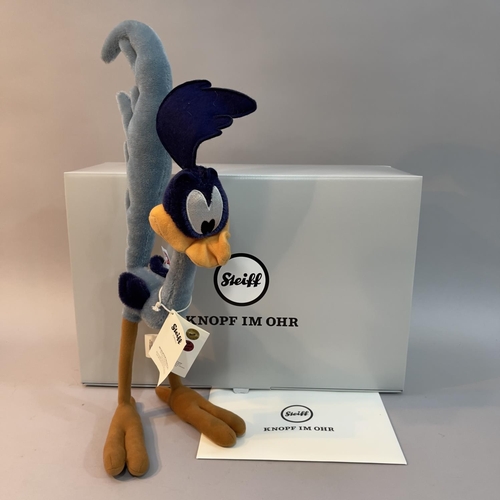 129 - A Steiff mohair plush figure of Warner Bros Cartoon’s ‘Road Runner’, number 456 of 1500, 34cm high, ... 