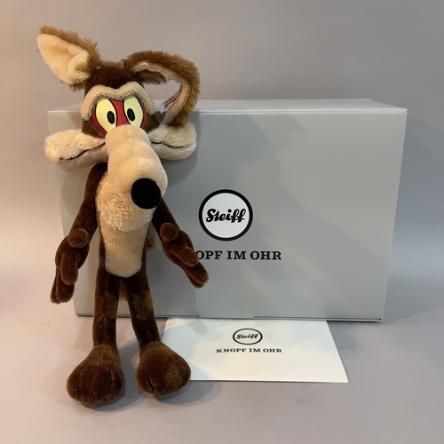 130 - A Steiff mohair plush figure of Warner Bros Cartoon’s ‘Wile E. Coyote’, number 216 of 1500, 36cm hig... 