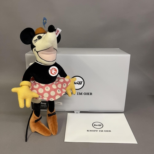 145 - A Steiff velvet plush figure of Disney’s 1932 cartoon character ‘Minnie Mouse’, number 435 of 2000, ... 