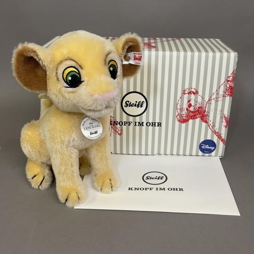 154 - A Steiff mohair plush figure of Nala from Disney’s cartoon The Lion King, number 882 of 1994, 24cm h... 