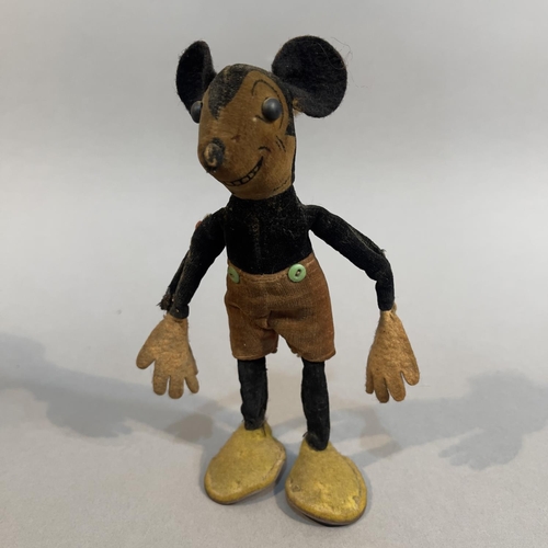 116 - A 1930s Dean's Rag Book Mickey Mouse c1930 velveteen head and body, felt ears and hands, felt and le... 