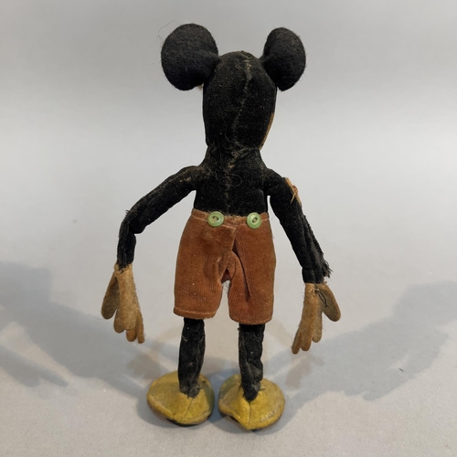 116 - A 1930s Dean's Rag Book Mickey Mouse c1930 velveteen head and body, felt ears and hands, felt and le... 