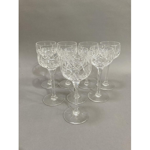 16 - A suite of eight cut glass hock glasses