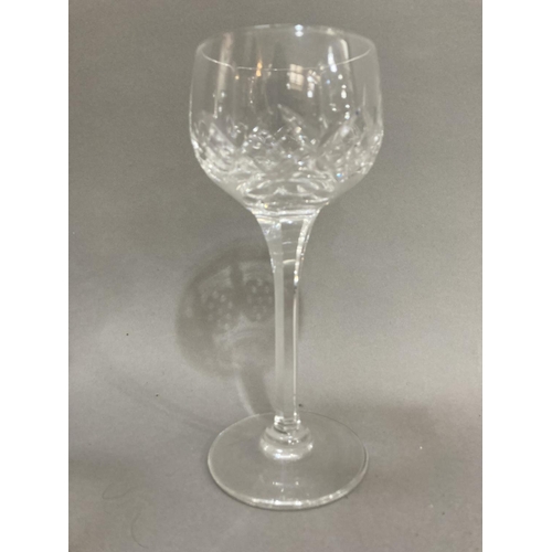 16 - A suite of eight cut glass hock glasses