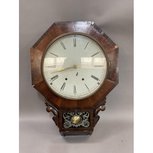 486 - A Victorian mahogany drop dial wall clock, 54cm high