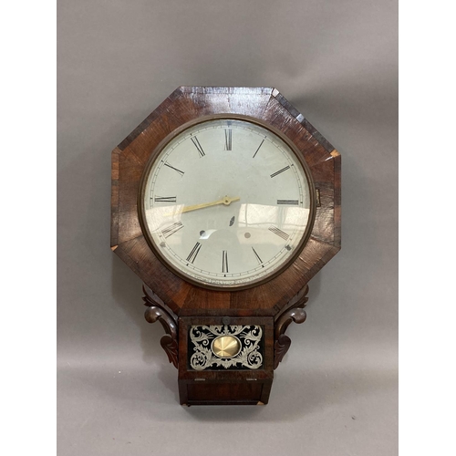 486 - A Victorian mahogany drop dial wall clock, 54cm high