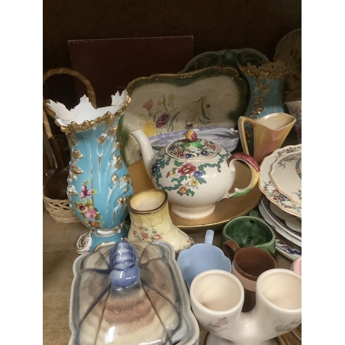 111 - A collection of ceramics comprising moulded plates, Royal Grafton boxed plates, an Ironstone teapot,... 