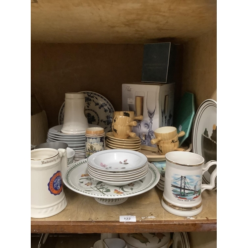 122 - A quantity of ceramics comprising floral and gilt plates, Portmeirion Botanic Garden ramekins and ca... 