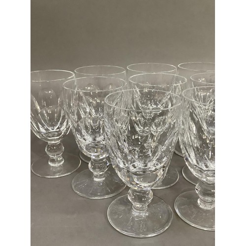 92 - A set of nine small wine and five whisky tumblers of slice cut