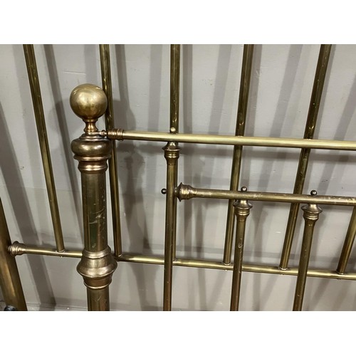 428 - A Victorian style brass bedstead with railed ends and ball finials, 154cm wide