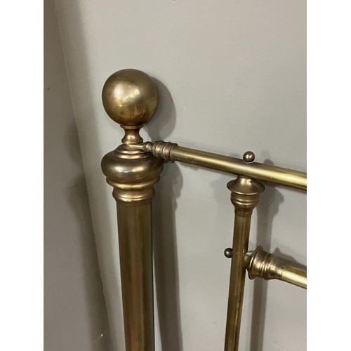 428 - A Victorian style brass bedstead with railed ends and ball finials, 154cm wide