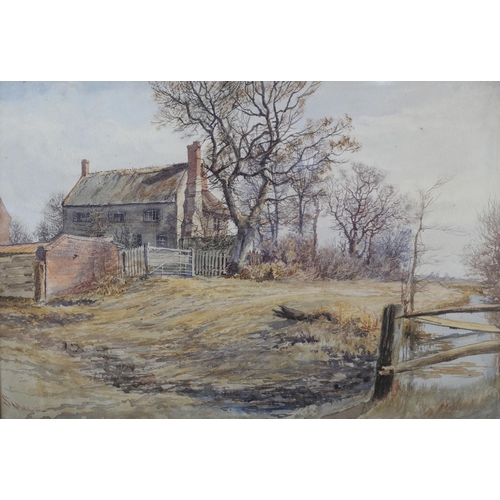 454 - STEPHEN JOHN BATCHELDER (1849-1932), Farmhouse on the Fens and North Needham Ferry, a pair, watercol... 