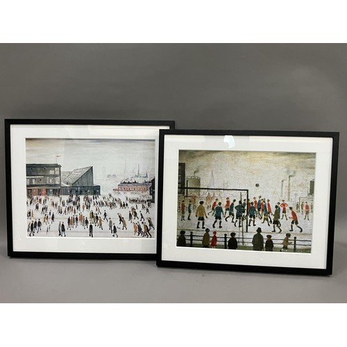 521 - Two King and Mcgaw colour prints after Lowry 'Going to the match' and 'The Football Match', with fra... 