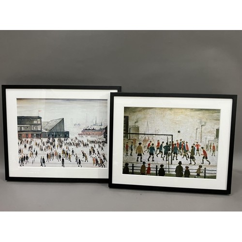 521 - Two King and Mcgaw colour prints after Lowry 'Going to the match' and 'The Football Match', with fra... 