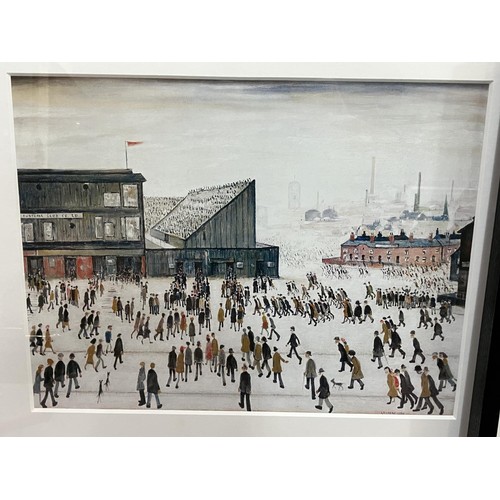 521 - Two King and Mcgaw colour prints after Lowry 'Going to the match' and 'The Football Match', with fra... 