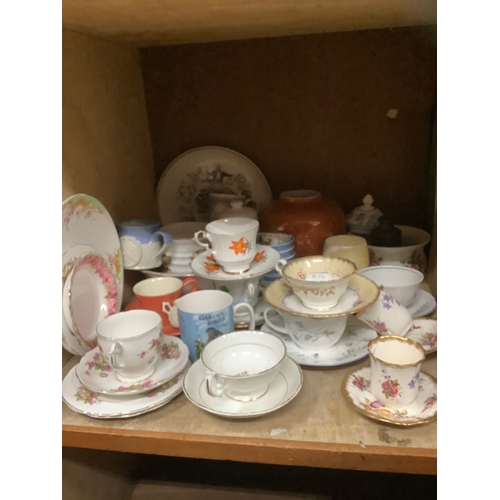 116 - A collection of cabinet cups and saucers with other ceramics