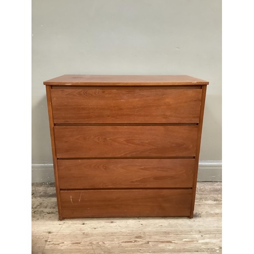 462 - A teak three height chest of drawers, 76cm wide