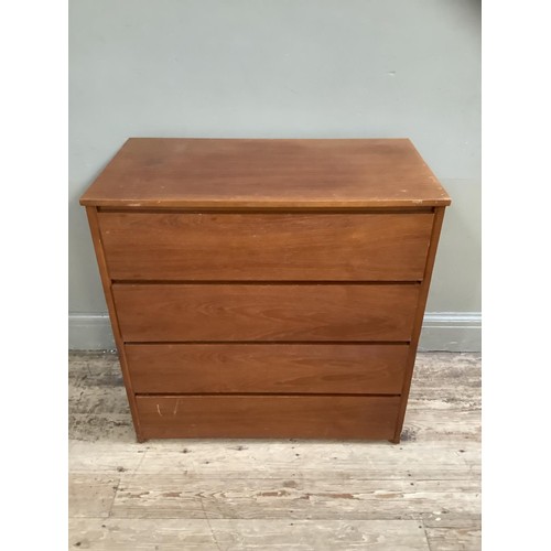 462 - A teak three height chest of drawers, 76cm wide